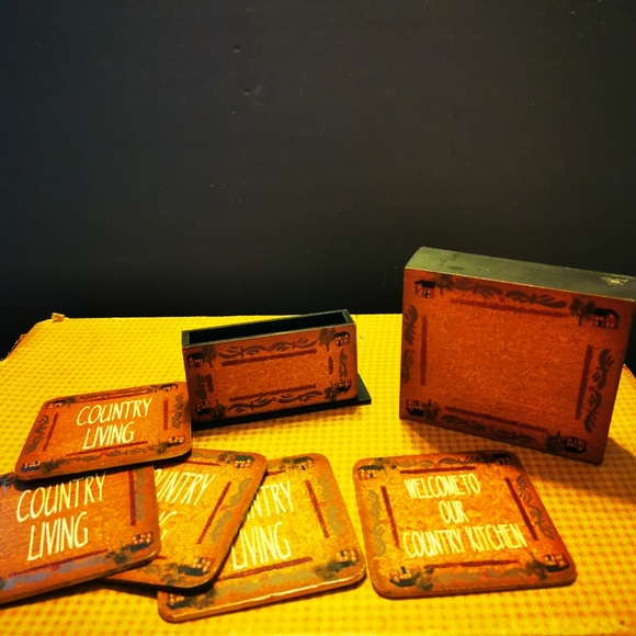 Country Living Rustic Farmhouse country Kitchen Coasters - Picture 1 of 10